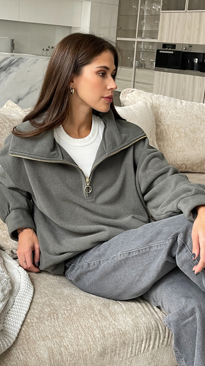 Sophie Half Zip Sweater - Carbon